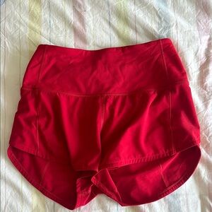 Lululemon red speed up HR 2.5” shorts